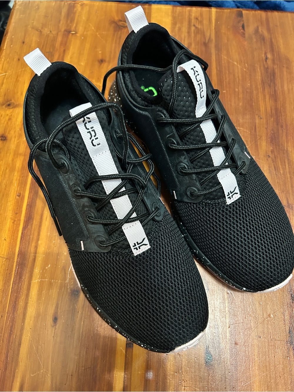 KURU Black Knit Athletic Sneakers with White Accent